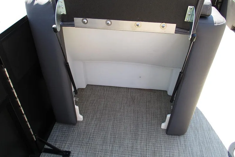 Slide: The Image of Interior view of 2025 Viaggio Lago X22U boat seat with storage compartment. - 21