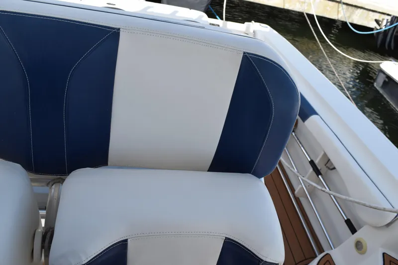 Slide: The Image of 2008 Hydra-Sports Vector 3300 VX boat dashboard with Garmin navigation system at marina. - 112