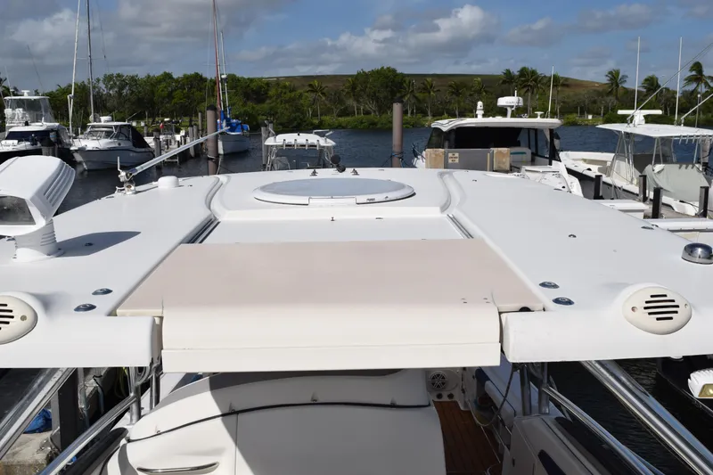 Slide: The Image of 2008 Hydra-Sports Vector 3300 VX boat interior with wooden steps and visible wiring. - 226