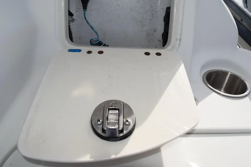 Slide: The Image of 2008 Hydra-Sports Vector 3300 VX boat interior with control panel and open cabin door. - 94