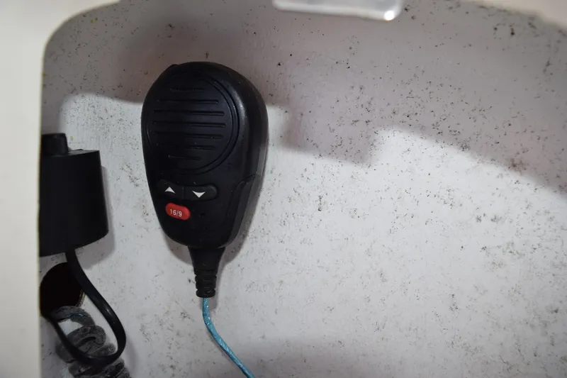 Slide: The Image of 2008 Hydra-Sports Vector 3300 VX boat interior with teak flooring and stainless steel features. - 95