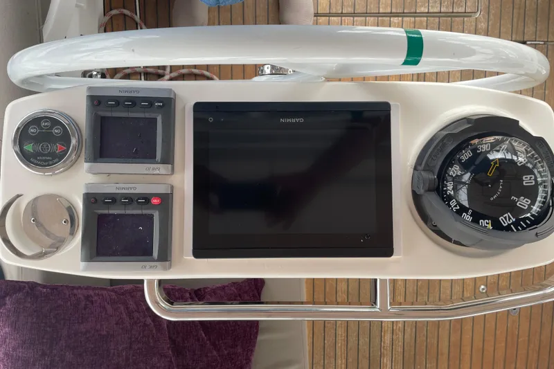 Slide: The Image of Control panel of a 2013 Bavaria Vision 42 yacht with navigation instruments. - 27