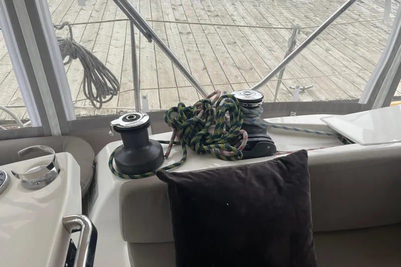 Slide: The Image of Sailing yacht Bavaria Vision 42 cockpit with winches and ropes, 2013 model. - 29