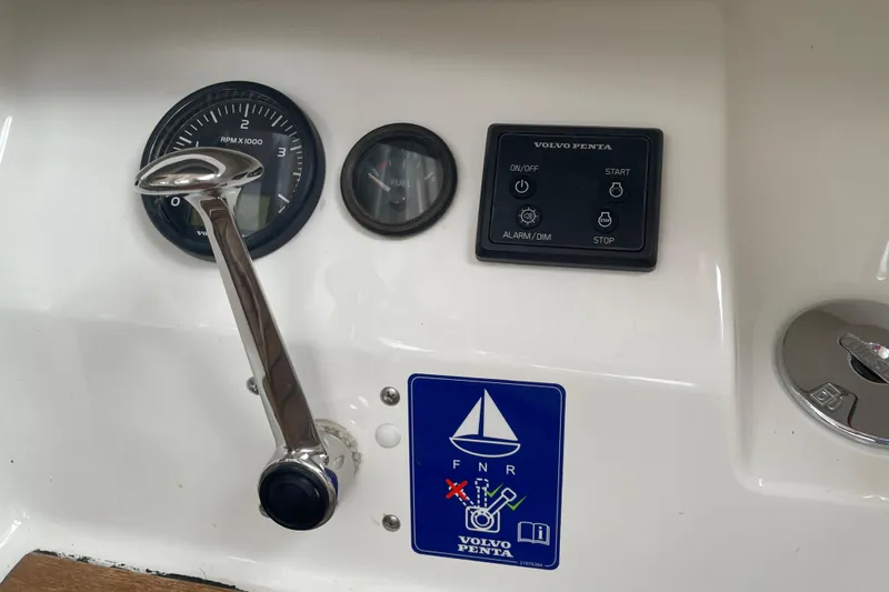 Slide: The Image of Control panel of a 2013 Bavaria Vision 42 sailboat with Volvo Penta controls. - 34