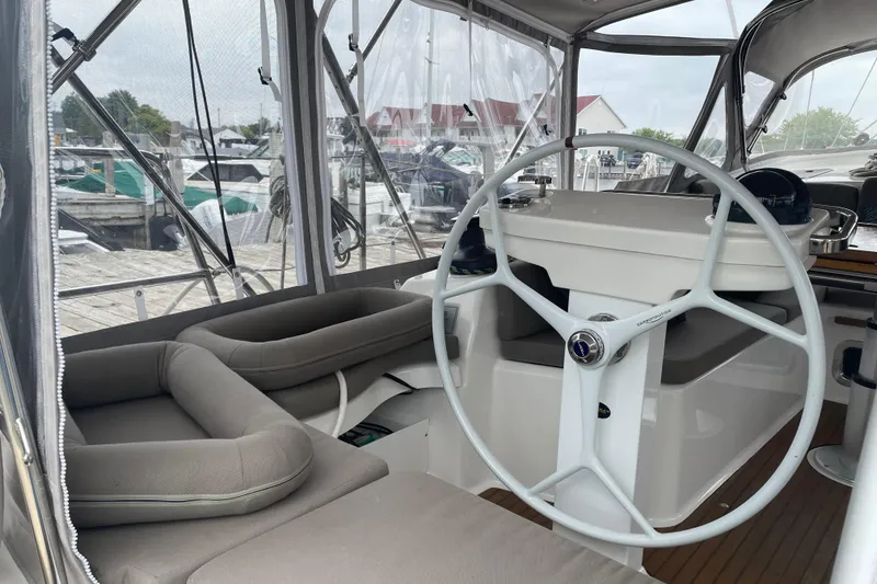 Slide: The Image of Interior view of 2013 Bavaria Vision 42 yacht cockpit with steering wheel and seating. - 35