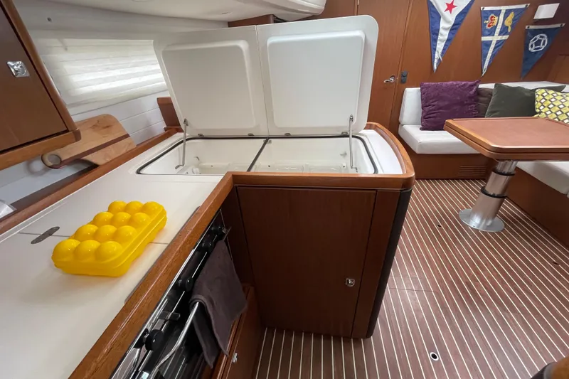 Slide: The Image of Interior of 2013 Bavaria Vision 42 yacht with kitchen and seating area. - 50