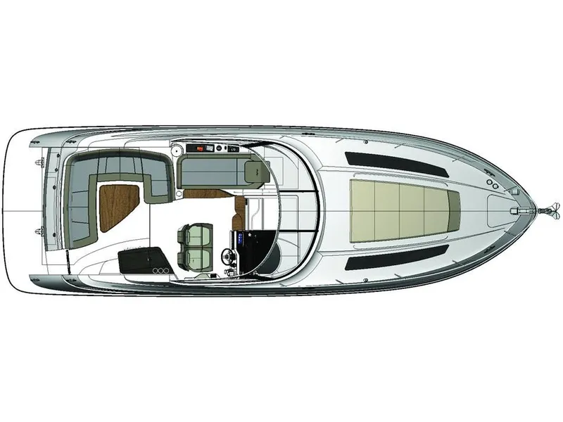 Slide: The Image of Top view layout of 2015 Sea Ray 350 Sundancer boat. - 21