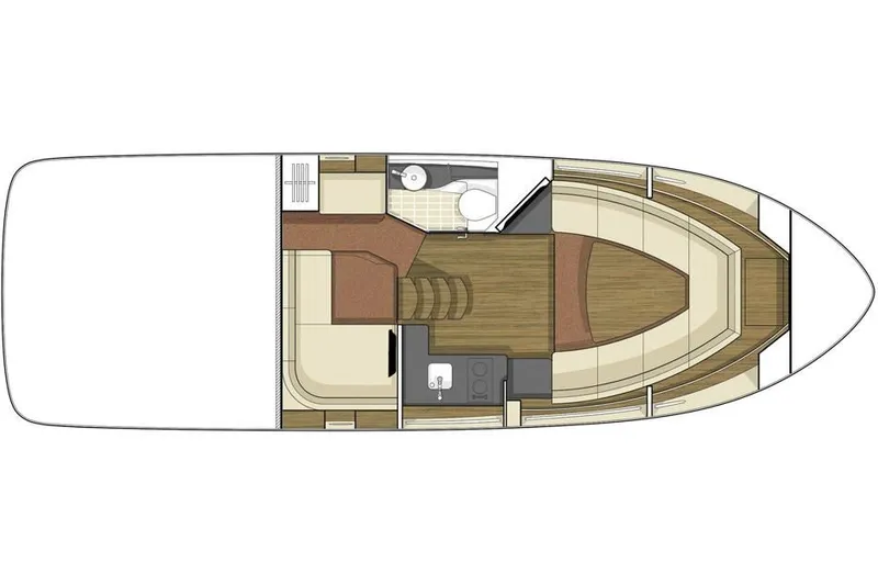 Slide: The Image of 2015 Sea Ray 350 Sundancer boat interior layout. - 24
