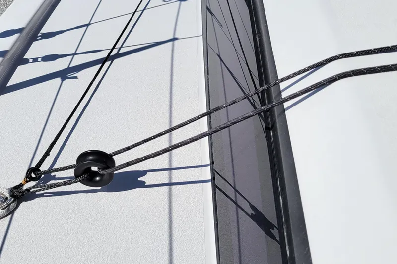 Slide: The Image of Close-up of Dehler 30 OD 2020 sailboat rigging and deck details. - 11