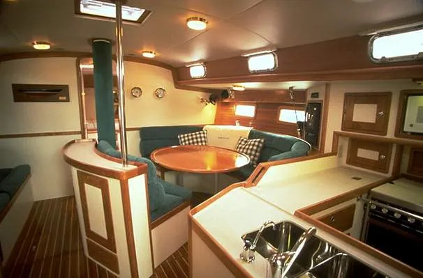 Slide: The Image of Sailing yacht Little Harbor 51 Pilothouse, 1995 model, cruising on open water. - 2