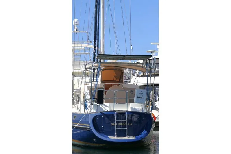 Slide: The Image of 2002 Tayana 460 Vancouver Pilothouse yacht docked in San Diego marina. - 86