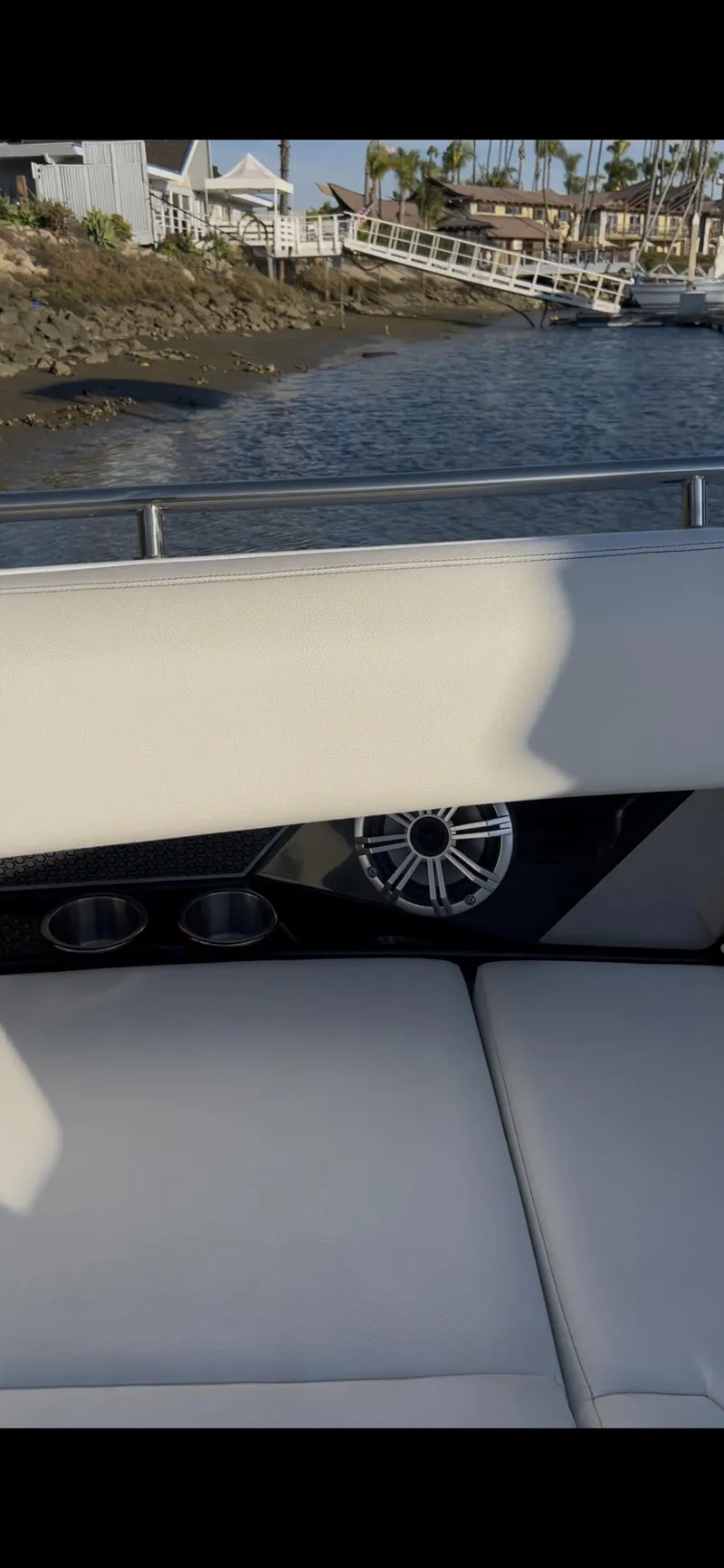 Slide: The Image of 2020 Cruisers Yachts 338OB deck with sleek design and modern features. - 10