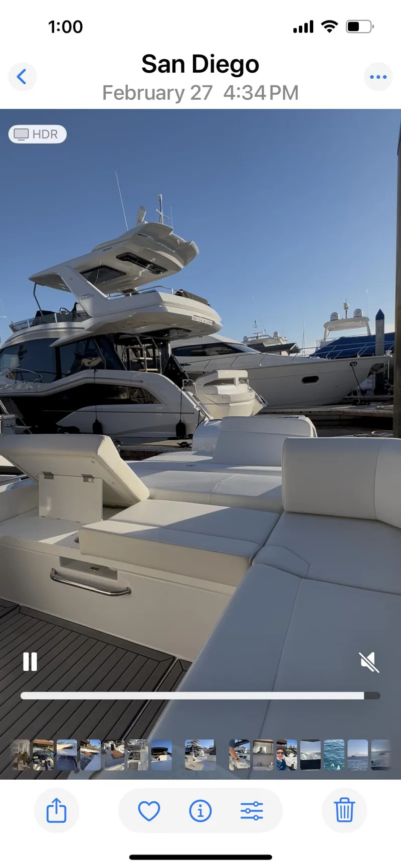 Slide: The Image of 2020 Cruisers Yachts 338OB with sleek design, docked under clear blue sky. - 17