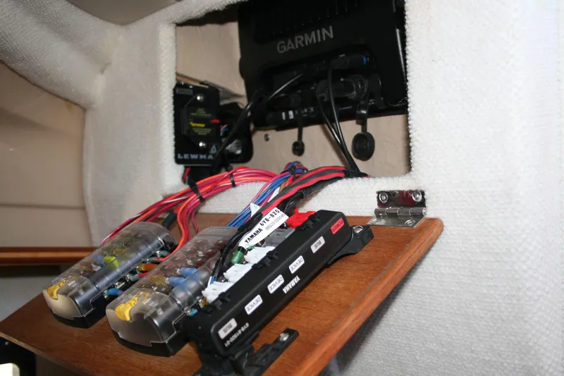 Slide: The Image of Electrical panel and wiring inside a 2018 Ranger Tugs R-23 boat. - 28