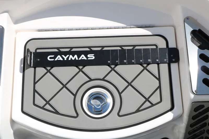 Slide: The Image of 2025 Caymas CX 21 PRO boat deck with measurement scale and logo. - 30