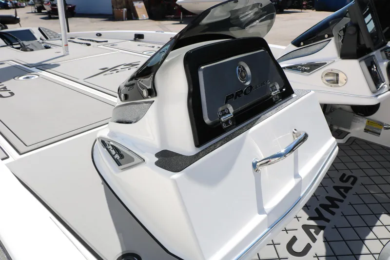Slide: The Image of 2025 Caymas CX 21 PRO boat interior with Pro Series storage compartment. - 37