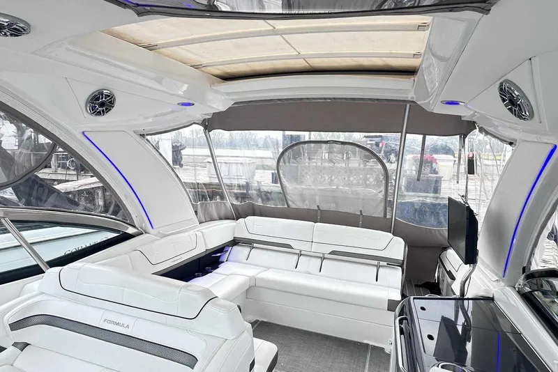 Slide: The Image of Luxurious interior of 2022 Formula 350 Crossover Bowrider I/O with sleek seating and modern design. - 4