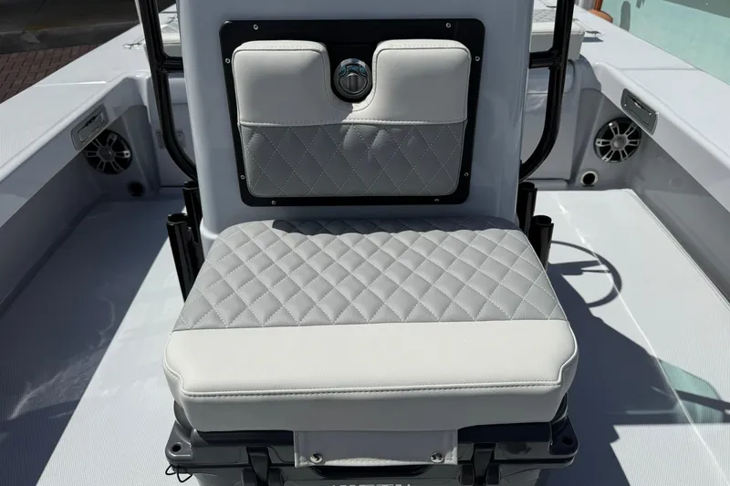 Slide: The Image of 2026 Action Craft 20 Flatsmaster boat seat with quilted upholstery and sleek design. - 31