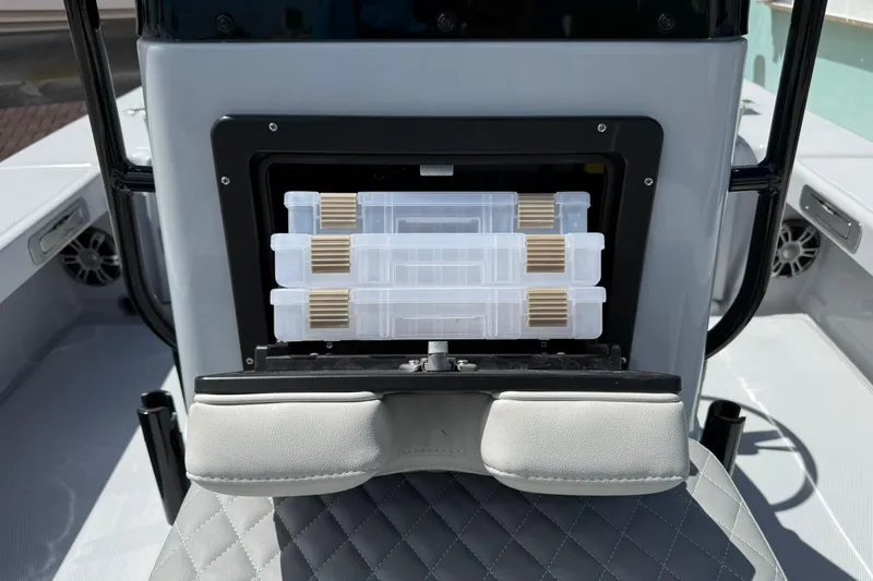 Slide: The Image of 2026 Action Craft 20 Flatsmaster boat with organized tackle storage system. - 32