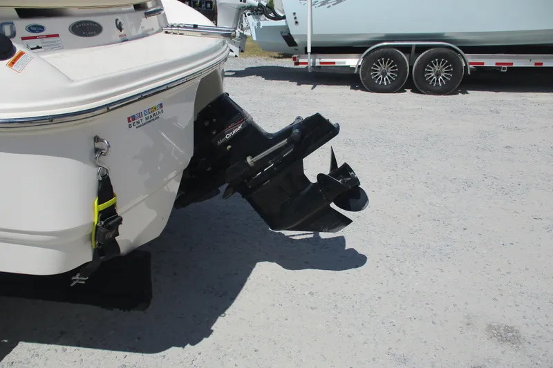 Slide: The Image of Rear view of 2007 CHAPARALL 180 boat with MerCruiser outboard motor. - 2