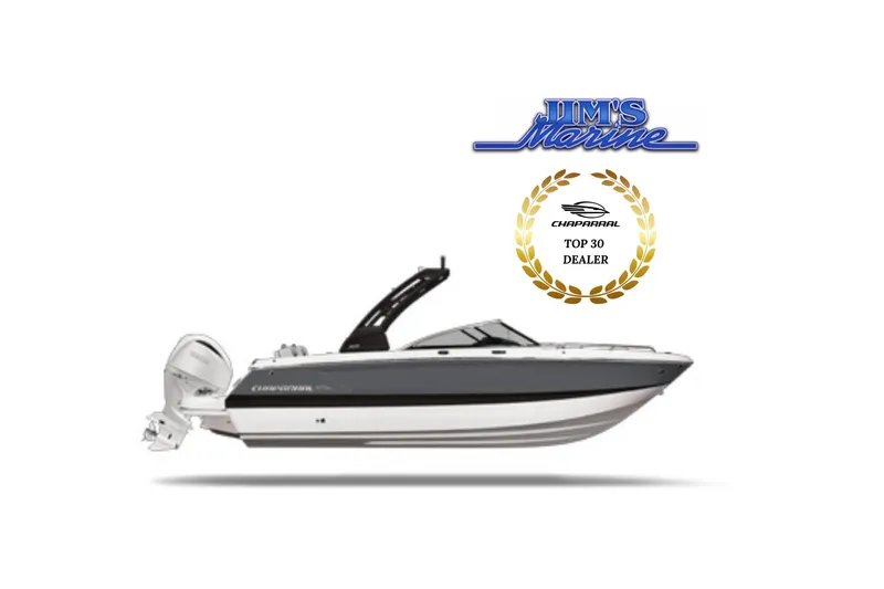 The Image of Chaparral 250 OSX 2026 boat with Jim's Marine Top 30 Dealer award. - 0