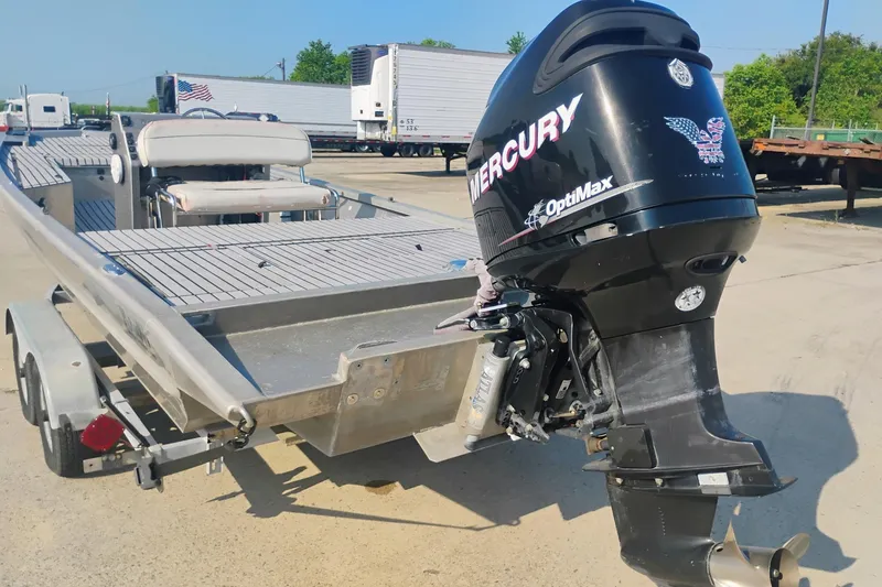 Slide: The Image of Hanko 20 SC boat with Mercury OptiMax engine on trailer, 2010 model. - 5