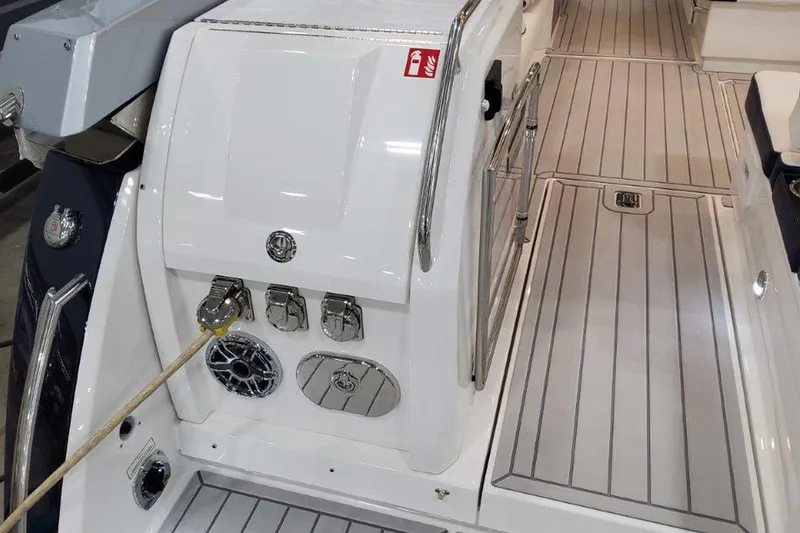 Slide: The Image of 2026 Formula 400 Super Sport Crossover luxury yacht interior with plush seating and modern design. - 10