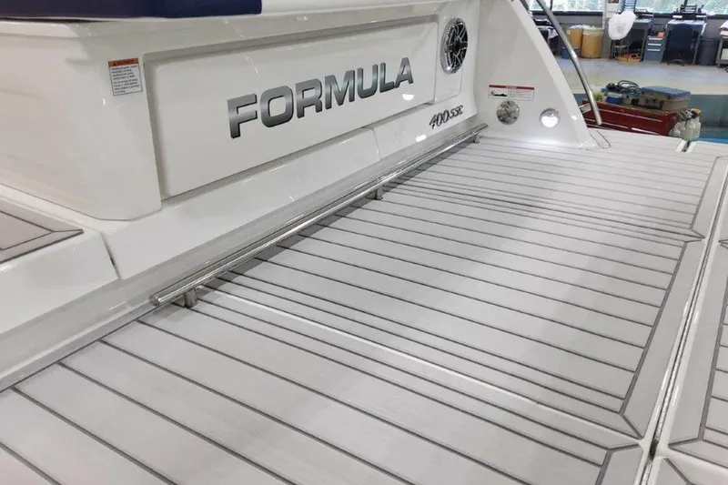 Slide: The Image of Luxurious interior of 2026 Formula 400 Super Sport Crossover yacht with plush seating and modern design. - 6