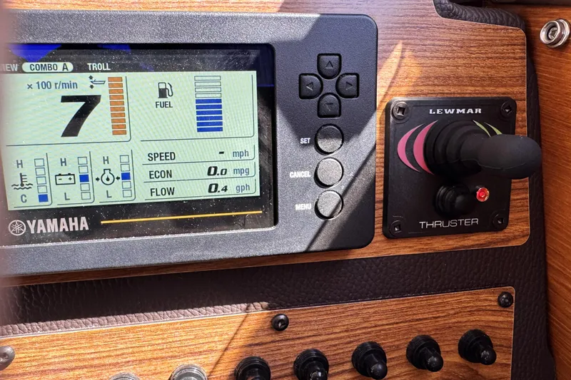 Slide: The Image of Control panel of a 2019 Ranger Tugs R-23 with Yamaha display and Lewmar thruster. - 10