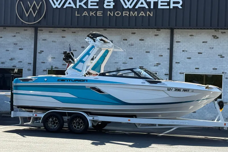 Slide: The Image of 2023 Centurion Ri230 boat on trailer at Wake & Water Lake Norman dealership. - 1