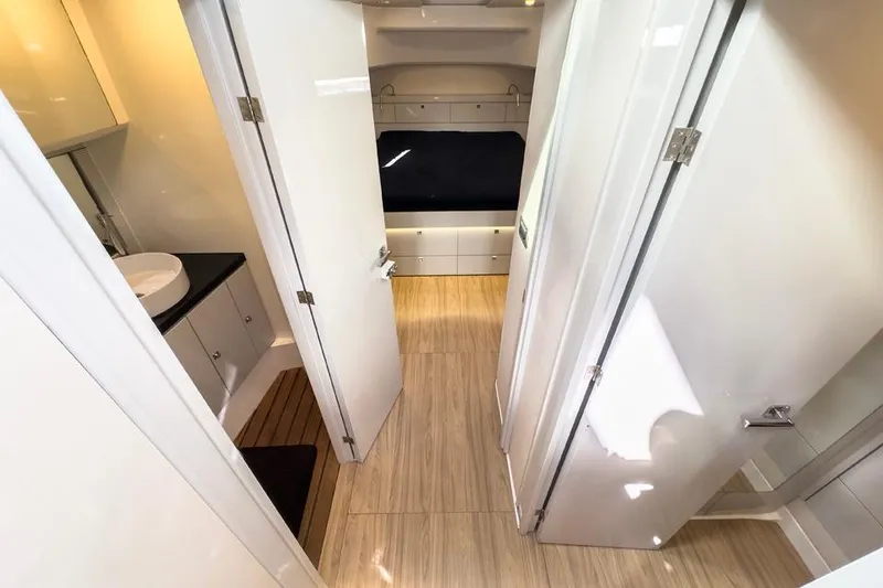 Slide: The Image of Interior of 2016 Fjord 48 Open yacht with modern cabin and bathroom. - 23