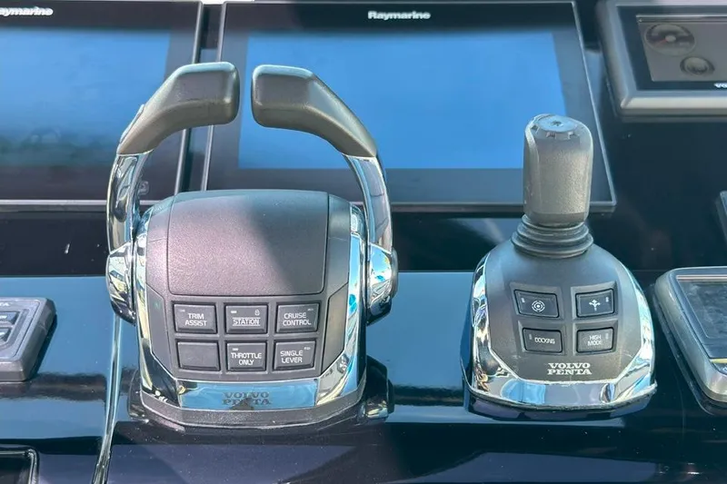 Slide: The Image of Control panel of a 2016 Fjord 48 Open boat with Volvo Penta controls. - 40