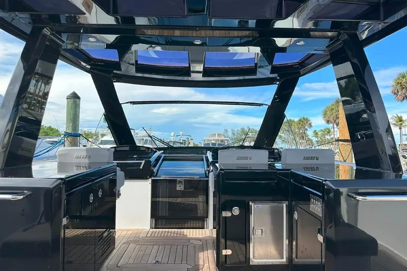 Slide: The Image of Interior view of a 2016 Fjord 48 Open yacht, showcasing sleek design and modern amenities. - 53