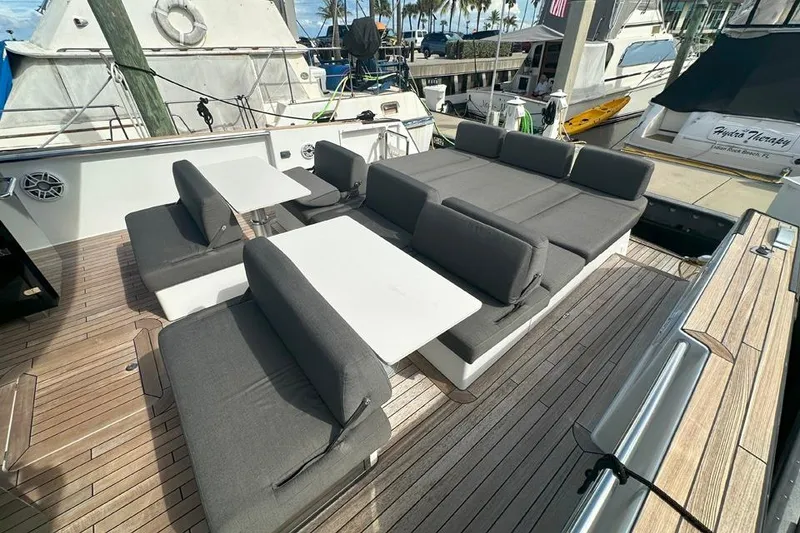 Slide: The Image of Luxurious 2016 Fjord 48 Open yacht with spacious deck seating and modern design. - 8