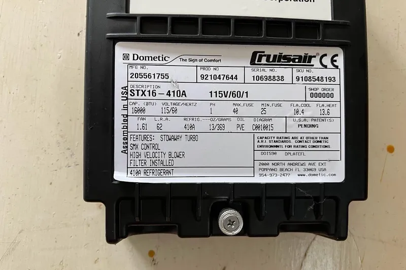 Slide: The Image of Cruisair STX16-410A unit label with specifications and features, including 410A refrigerant. - 34
