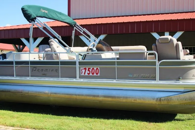 Slide: The Image of 2008 Premier 221 Cast-A-Way pontoon boat for sale, priced at $7500. - 1
