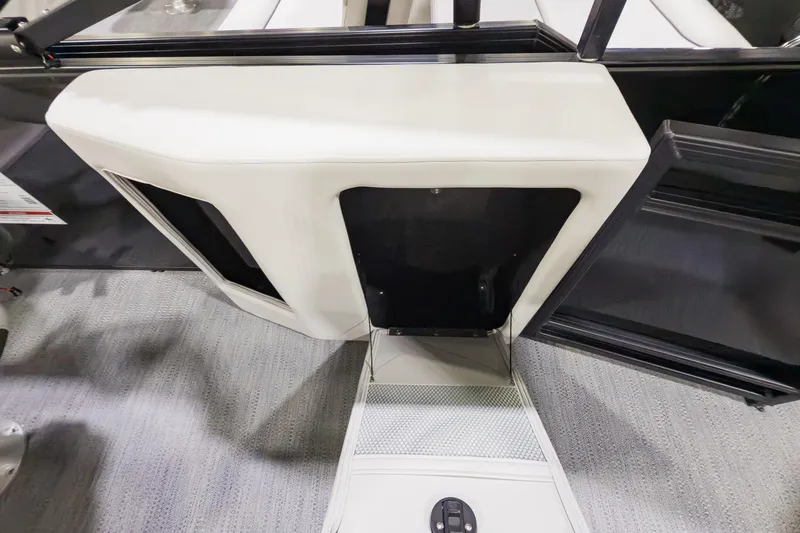 Slide: The Image of 2026 Godfrey Sweetwater 22' Cruise Special Edition Tritoon interior detail, featuring sleek white seating. - 14