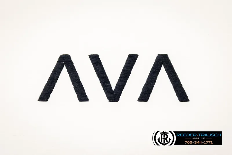Slide: The Image of Black 'AVA' text on white background, Reeder-Trausch Marine logo, Avalon CAT QLS 2026. - 37