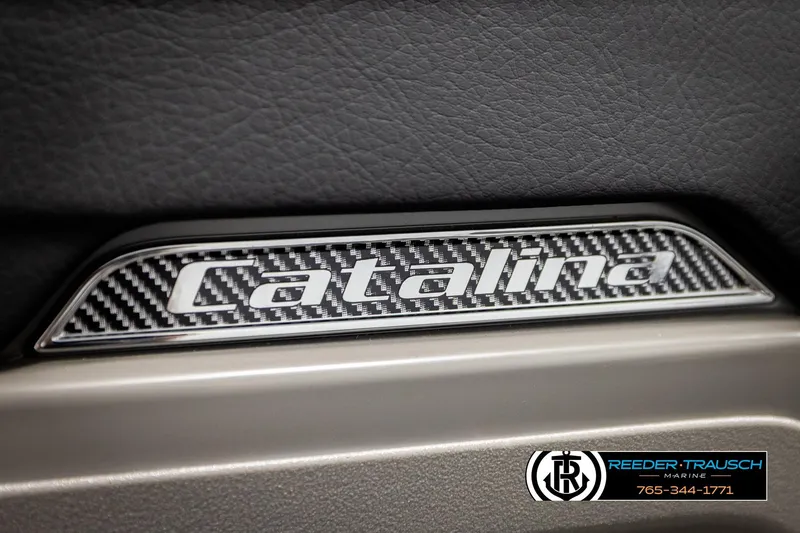 Slide: The Image of Close-up of Avalon CAT QLS 2026 Catalina logo with carbon fiber texture. - 38