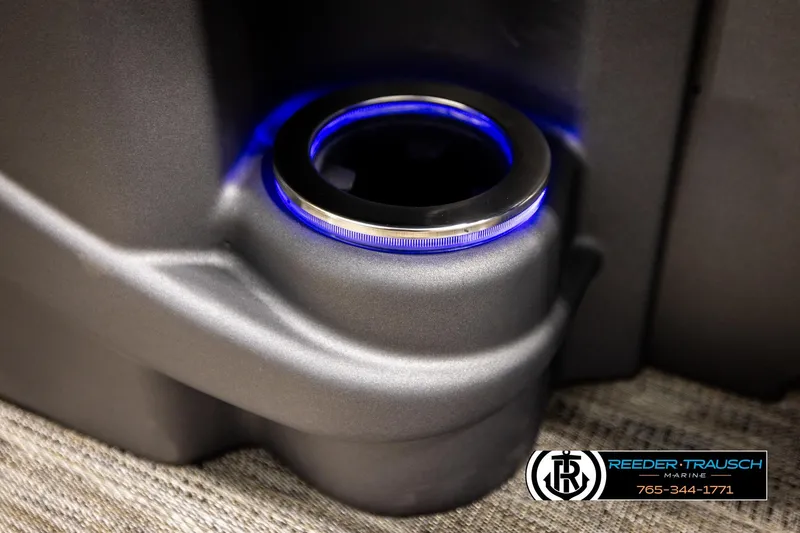 Slide: The Image of LED-lit cup holder in 2026 Avalon CAT QLS boat interior. - 42