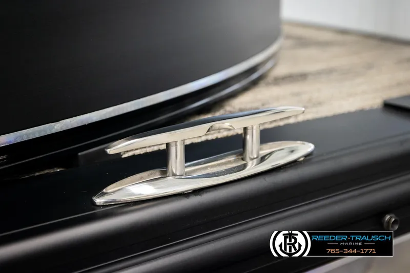 Slide: The Image of Chrome cleat on Avalon CAT QLS 2026 boat, Reeder-Trausch Marine logo visible. - 52