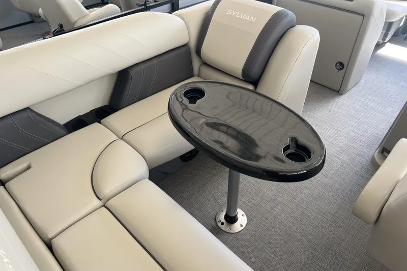 Slide: The Image of Luxurious seating area in 2026 Sylvan Mirage 822 CLZ pontoon boat. - 11