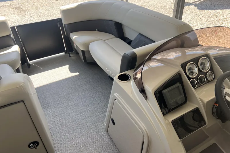 Slide: The Image of 2026 Sylvan Mirage 822 CLZ interior with modern dashboard and comfortable seating. - 16