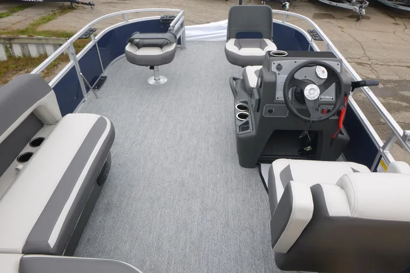 Slide: The Image of 2026 Sun Tracker Bass Buggy 16 XL Select pontoon boat with Mercury outboard motor. - 5