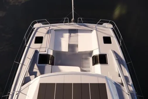 Slide: The Image of Aquila 50 Sail 2026 yacht, aerial view of deck with sleek design and modern features. - 23
