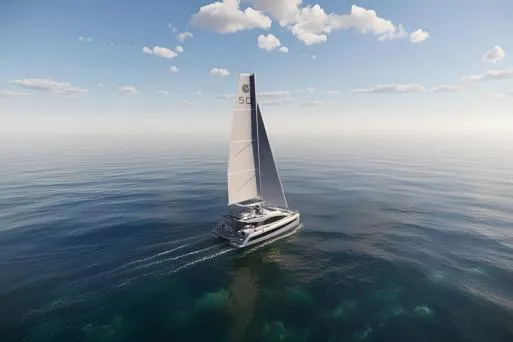 Slide: The Image of Aquila 50 Sail 2026 yacht sailing on calm ocean under blue sky. - 27