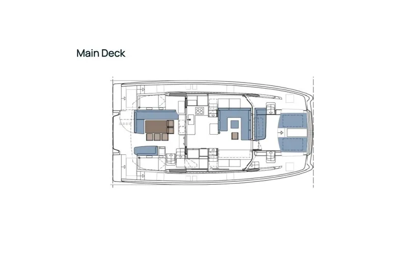 Slide: The Image of Main deck layout of 2026 Aquila 50 Sail yacht, featuring seating and dining areas. - 29