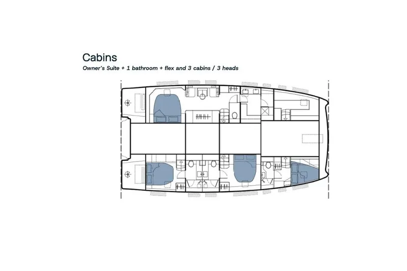 Slide: The Image of Floor plan of 2026 Aquila 50 Sail yacht with cabins and amenities layout. - 30