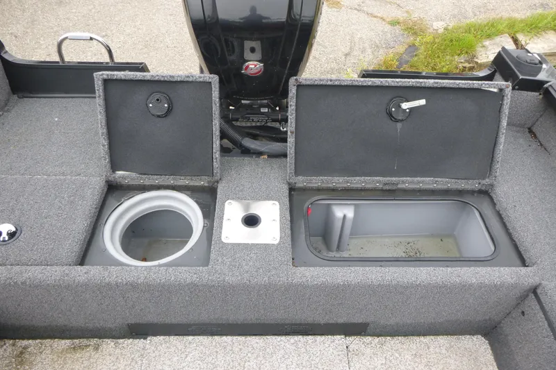 Slide: The Image of 2020 Ranger VS1682 WT boat storage compartments and livewell, open for viewing. - 14