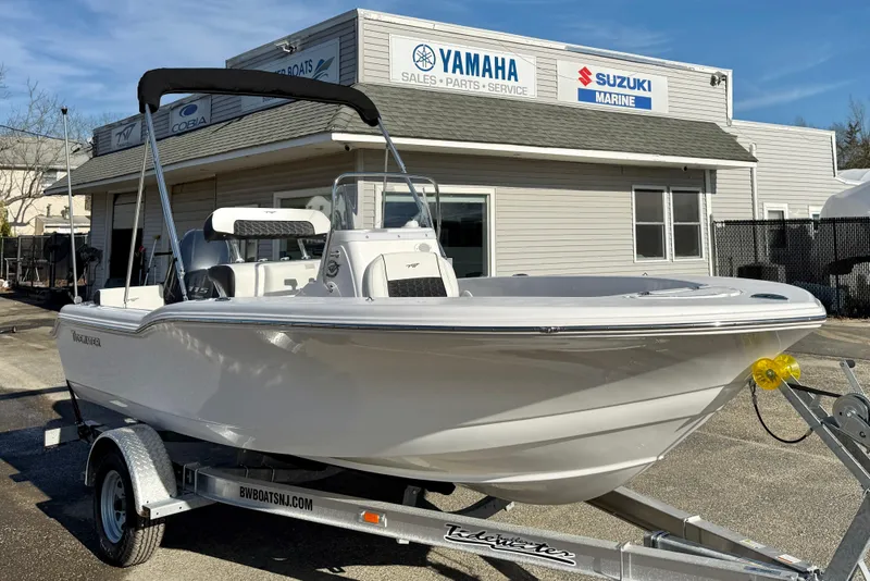 Slide: The Image of 2026 Tidewater 180 CC Adventure boat on trailer outside dealership. - 18